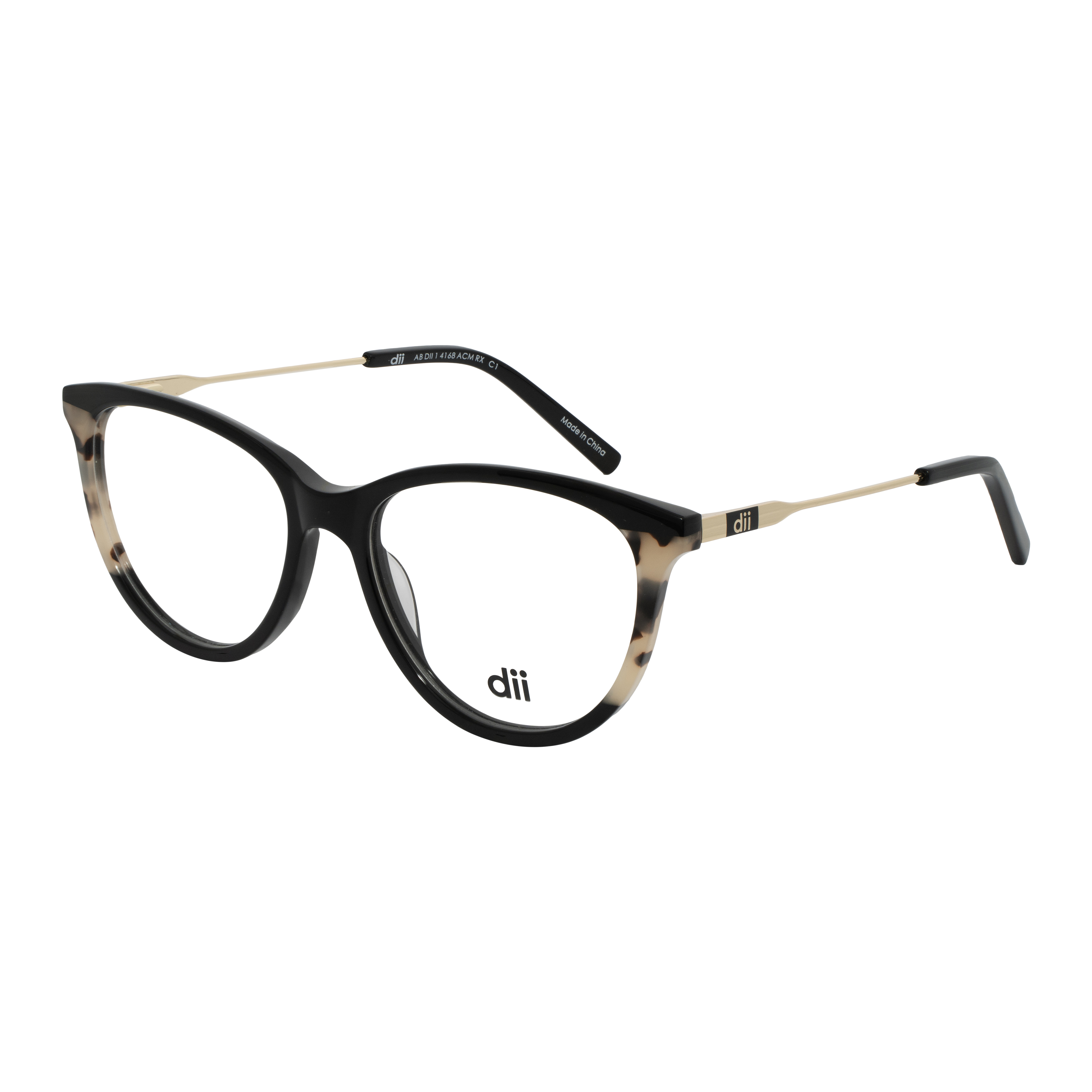 Armação para Óculos de Grau Feminino Dii Collection 4168 Preto com Demi Off White