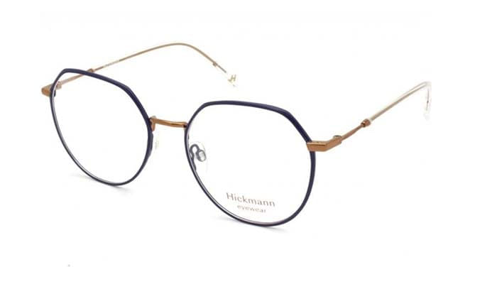 Armação de Óculos de Grau Feminina Hickmann HI10001 Hexagonal Azul Marinho e Dourado Armação de Óculos de Grau Feminina Hickmann HI10001 Hexagonal A