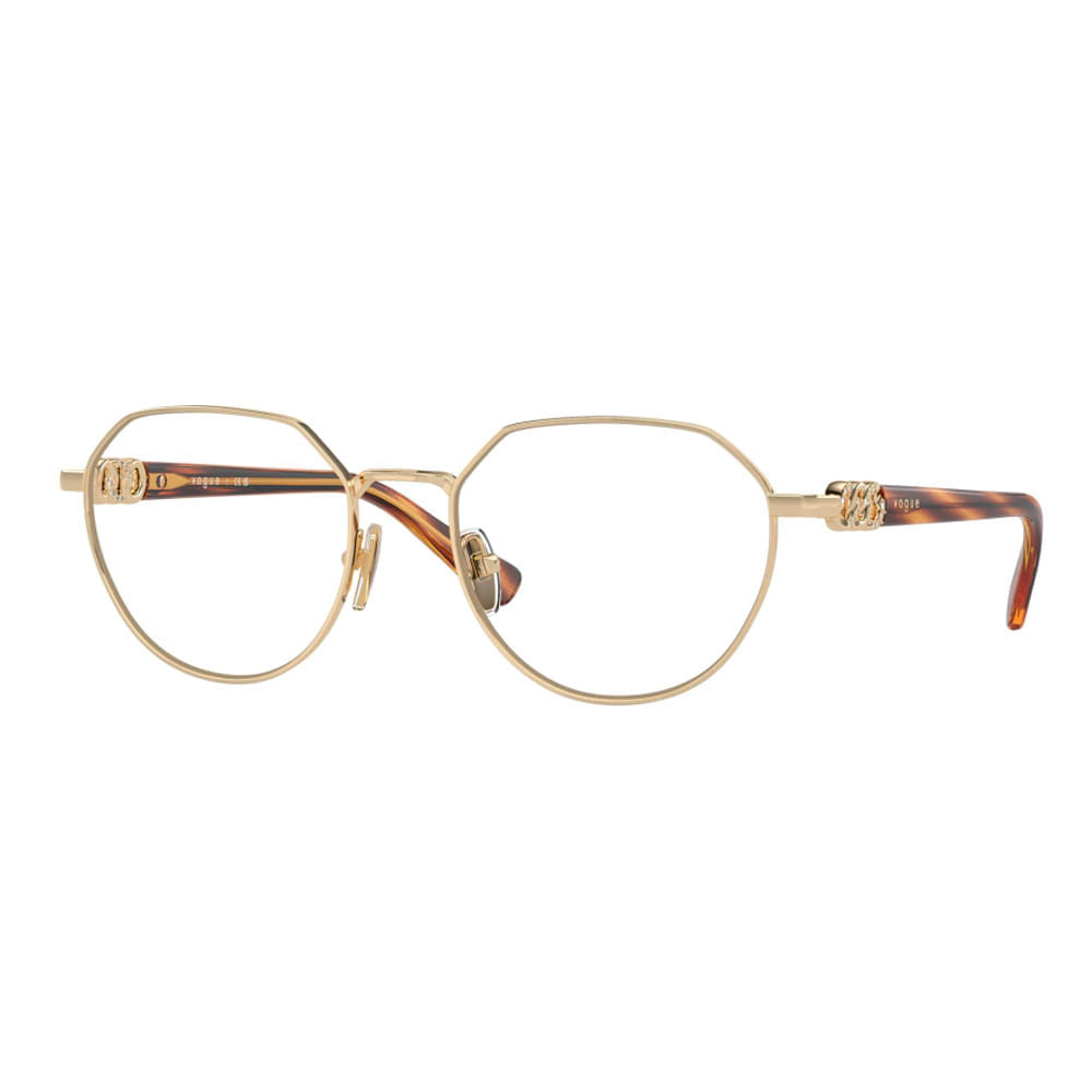 Armação de Óculos de Grau Feminina Vogue Redondo VO4311B 848 Cor Ouro Claro