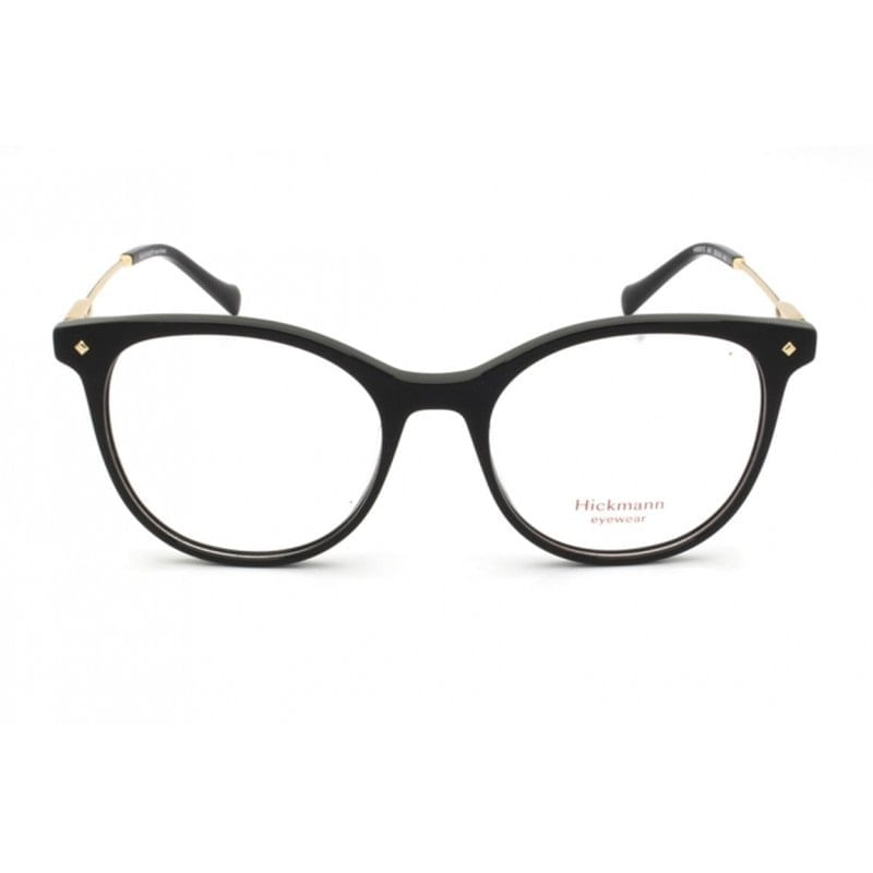 Armação de Óculos de Grau Feminina Hickmann HI60012 Oval Preto com Dourado