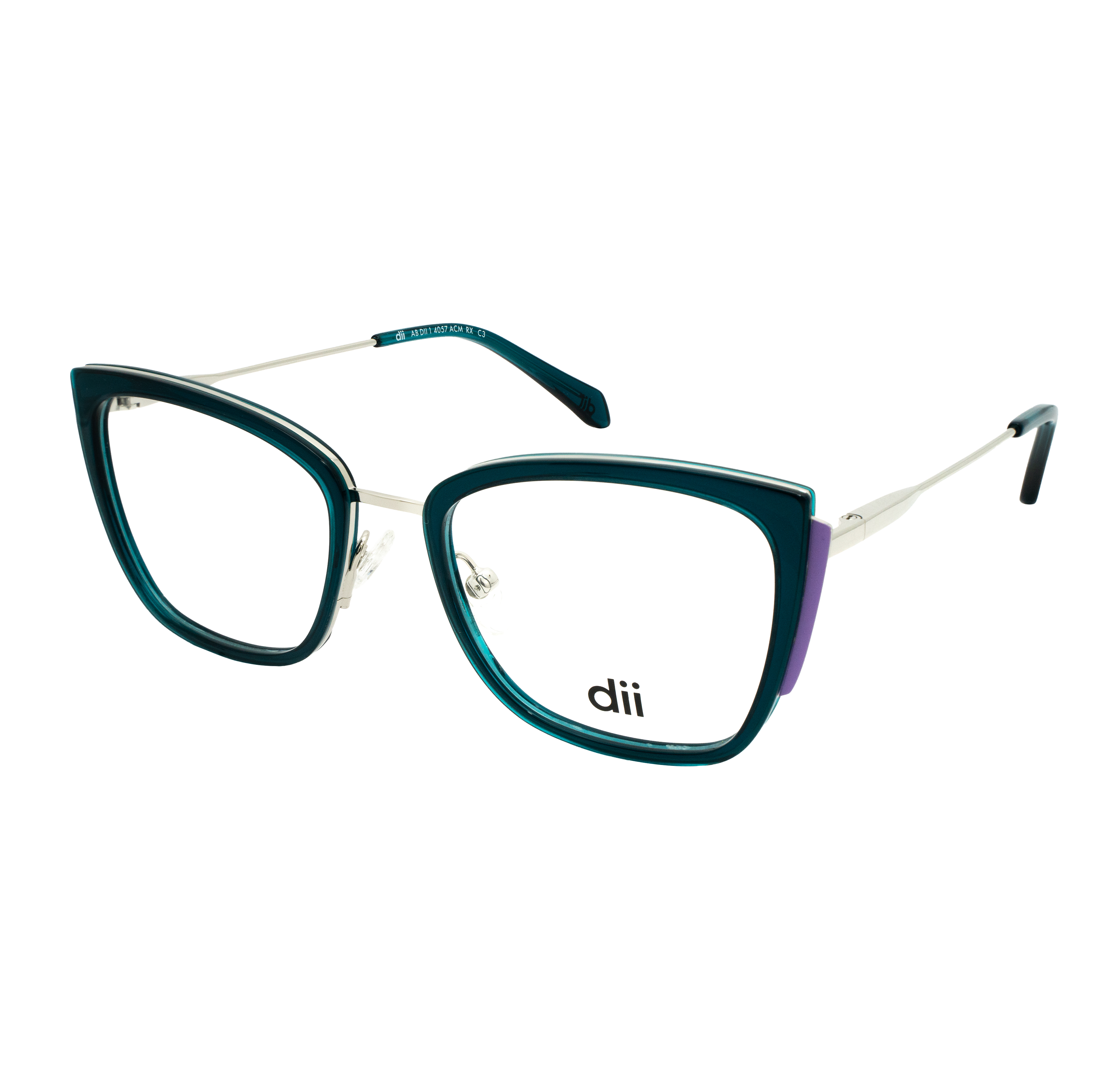 Armação para Óculos de Grau Feminino Dii Collection 1 4057 Azul Cristal com Lilás Armação para Óculos de Grau Feminino Dii Collection 1 4057 A