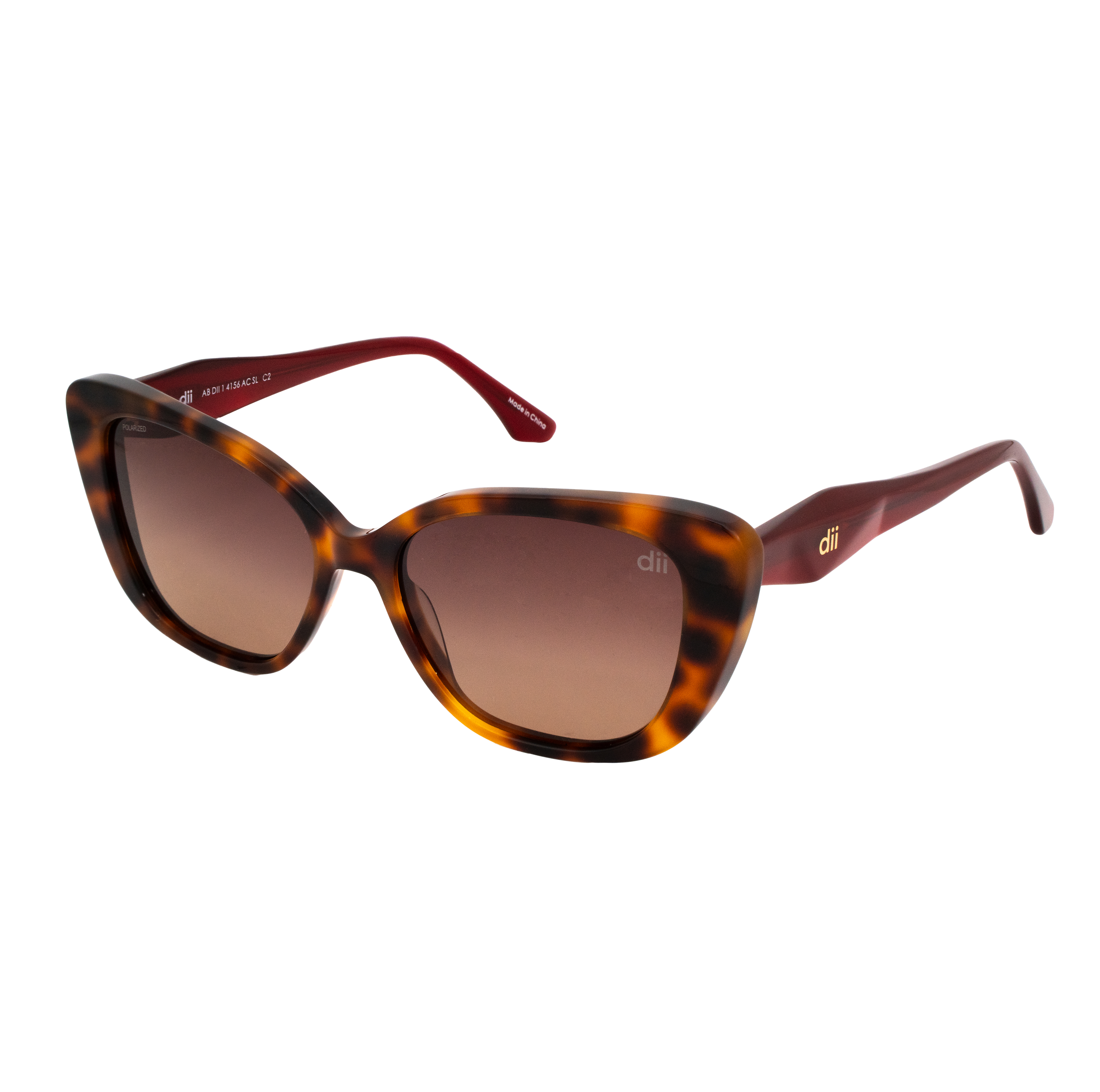 Óculos de Sol Feminino Dii Collection 1 4156 Demi Marrom com Vinho