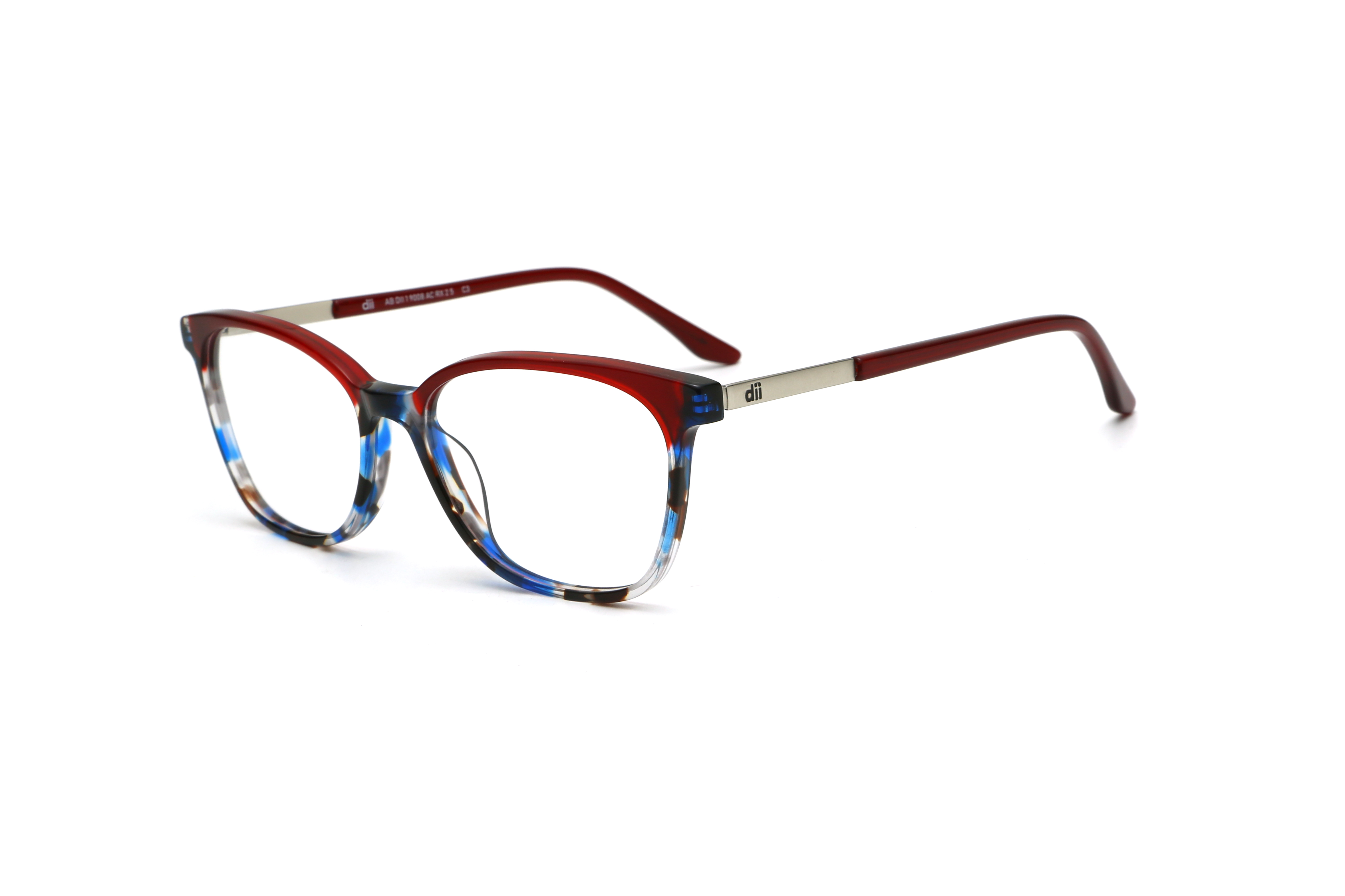 Armação para Óculos de Grau Feminino Dii Collection 1 9008 Demi Azul com Vinho Armação para Óculos de Grau Feminino Dii Collection 1 9008 Demi A