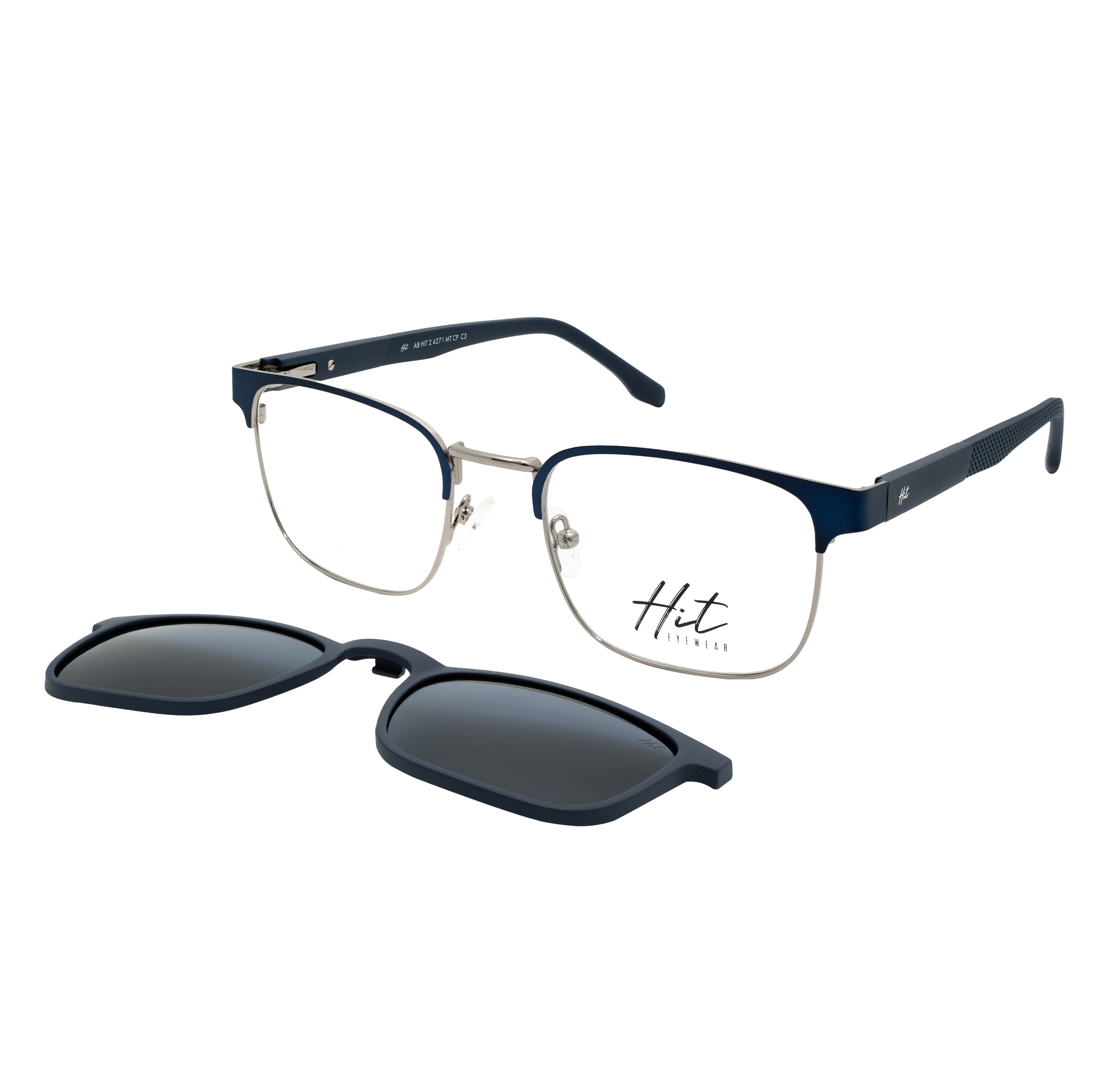Armação para Óculos de Grau Masculino Hit 2 4271 Azul Marinho com Clip On Armação para Óculos de Grau Masculino Hit 2 4271 A