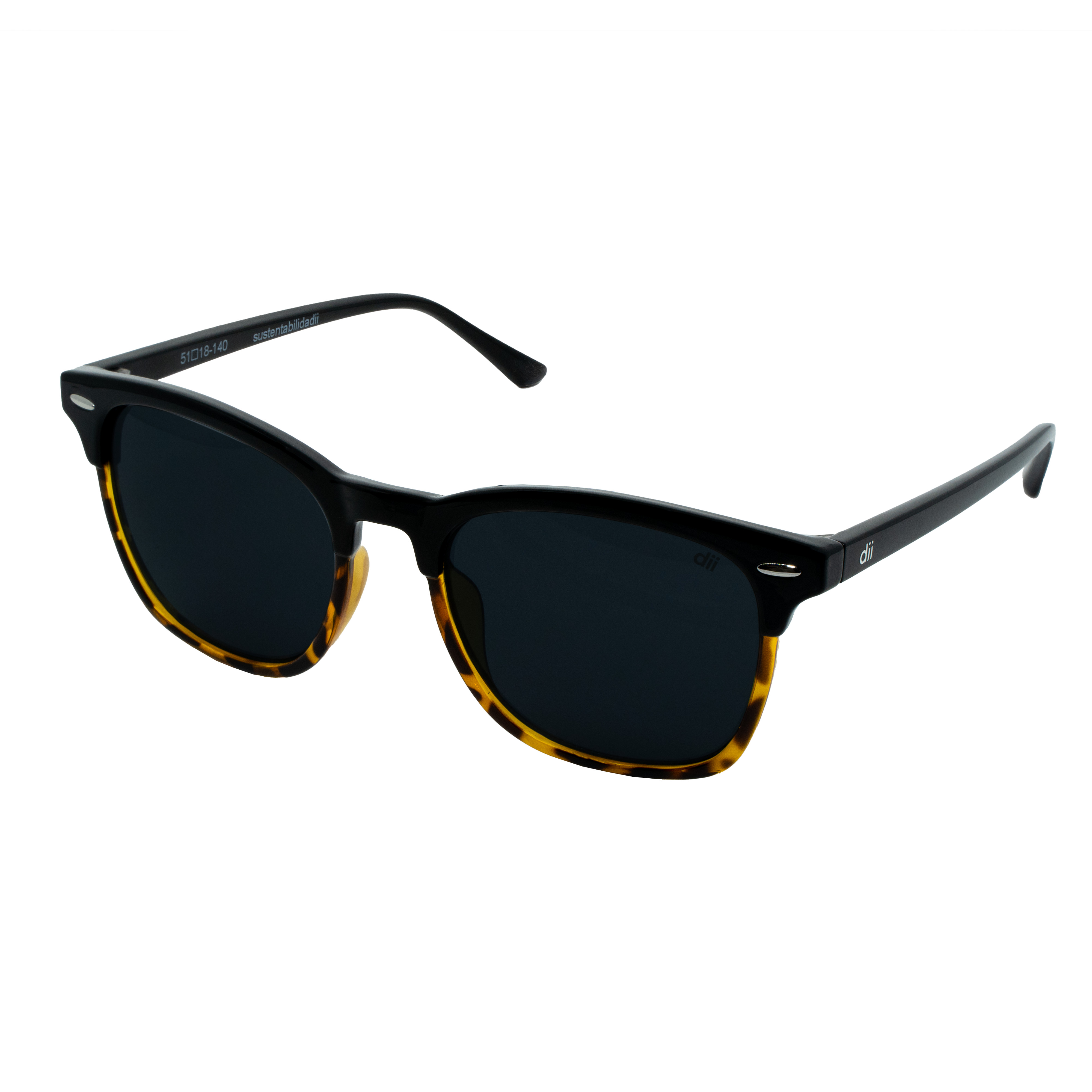 Óculos de Sol Unissex Dii Collection 1 9011 ECO Preto com Demi Marrom