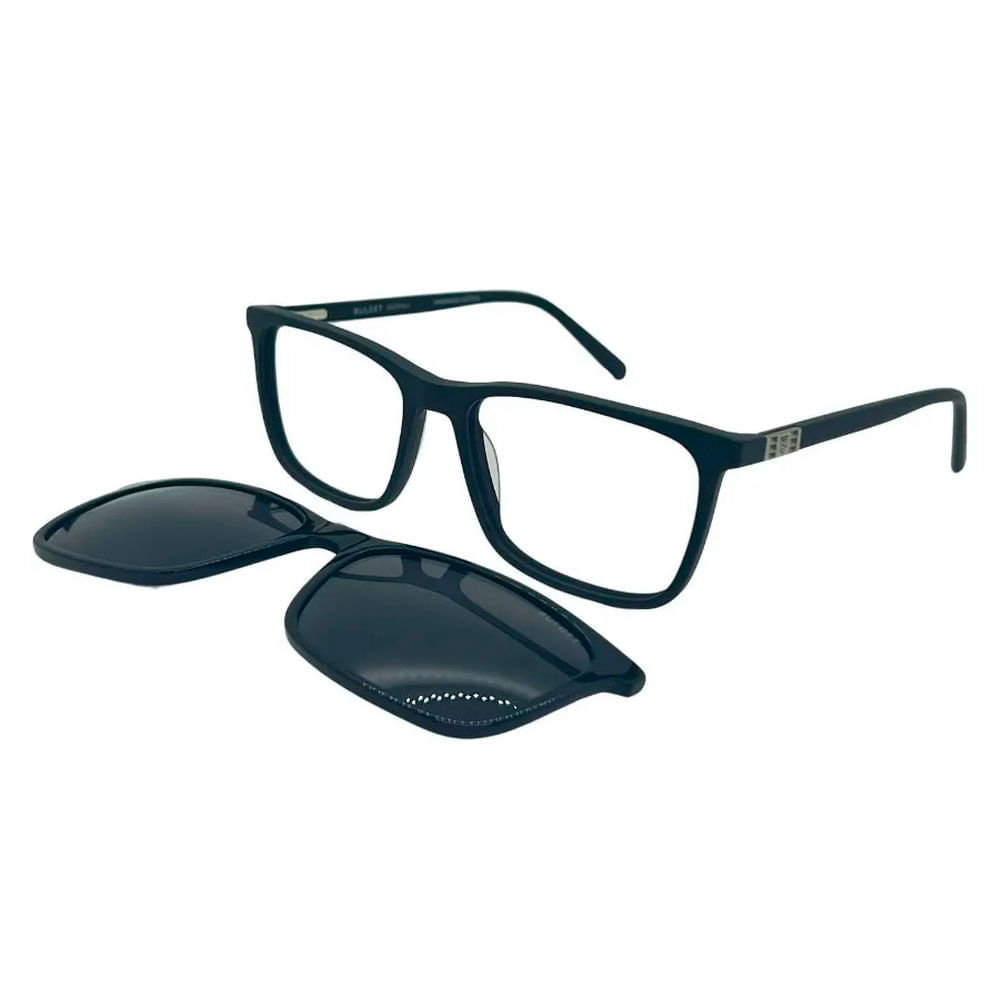 Armação de Óculos de Grau com Clipon Masculino Bulget Quadrado BG6437M Cor Preto Fosco